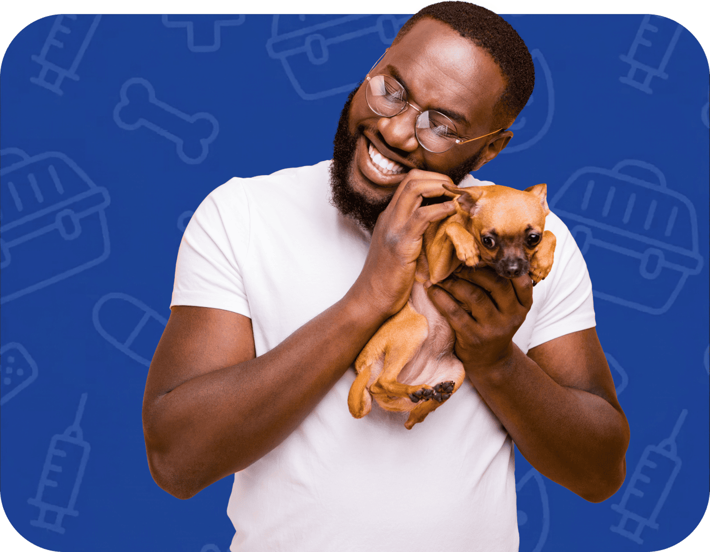 Man holding a small dog